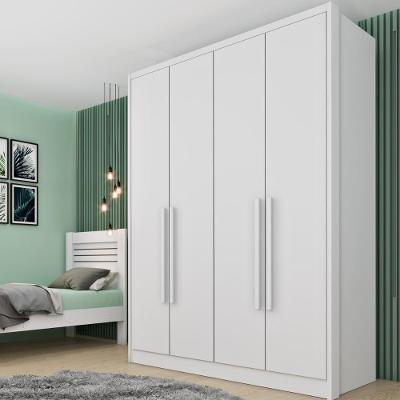 Guarda Roupa Casal CR35487 4 Portas Dobráveis 2 Gavetas MDP Neve Multimóveis