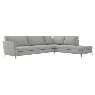 Sofá de Canto Olívia 4 Lugares Chaise Direito 307cm Cinza Suede Gran Belo