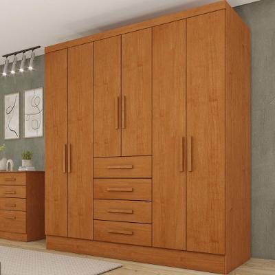 Guarda Roupa Casal CR35481 6 Portas Dobráveis 4 Gavetas MDP Cinamomo