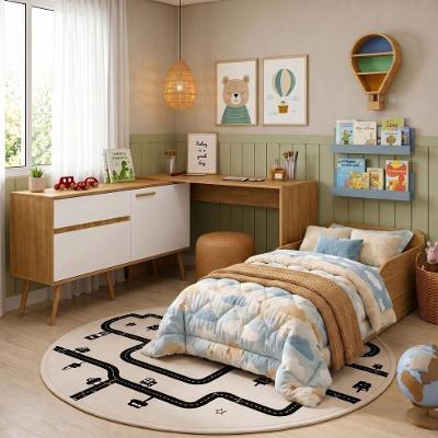 Kit Cama Infantil Montessoriana MP4824 com Colchão MDF Amadeirado Multimóveis