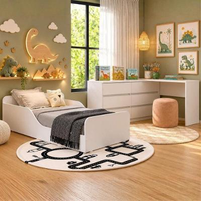 Kit Cama Infantil Montessoriana Escrivaninha Dino MP4819 MDF Branco Multimóveis
