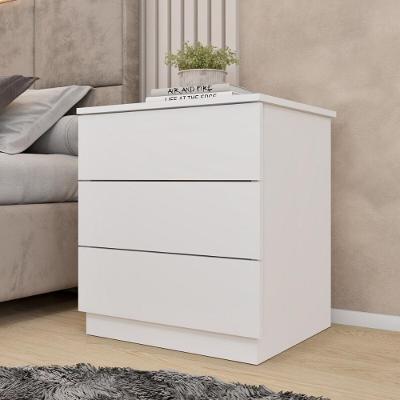 Mesa de Cabeceira CR35472 3 Gavetas MDP Moderno Branco Multimóveis