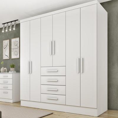 Guarda Roupa Casal CR35481 6 Portas Dobráveis 4 Gavetas MDP Neve Multimóveis