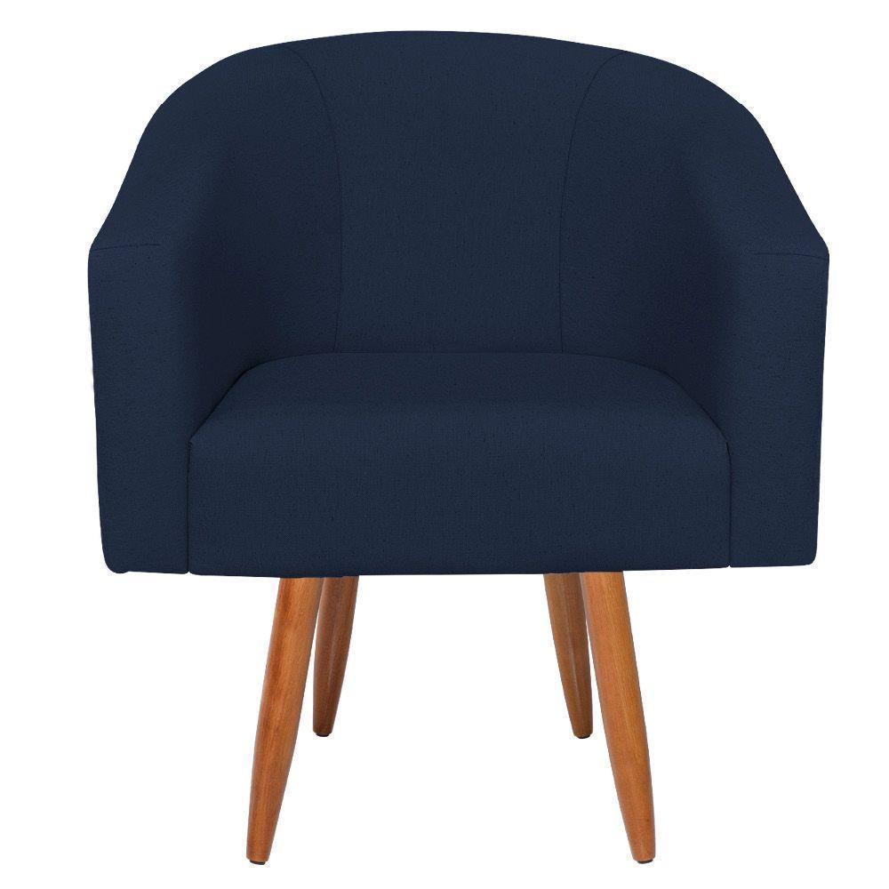 Kit Diva Recamier Heitor 140Cm Lado Direito E 02 Poltronas Luiza Suede - Amarena Móveis Azul Marinho - 6