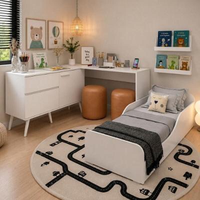 Kit Cama Infantil Montessoriana Lume MP4823 com Escrivaninha MDF-MDP Branco Multimóveis