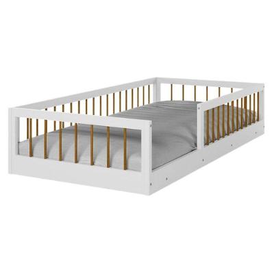 Cama Montessoriana Solteiro Ana Branco Amadeirado MDF Tigus Móveis