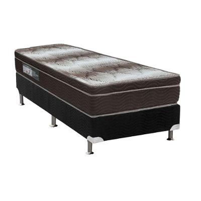 Kit Cama Box Solteiro Ortopédico Light Euro Pillow D28 Suede Preto Ortobom