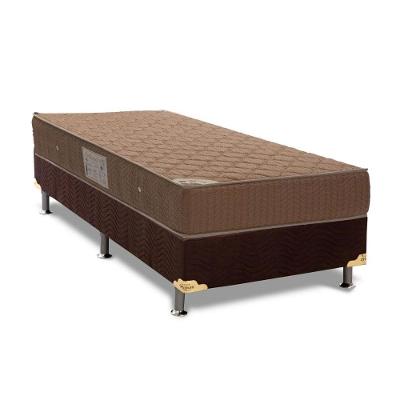 Kit Cama Box Solteiro Orthotel Standard Molas Ensacadas Suede Marrom Ortobom