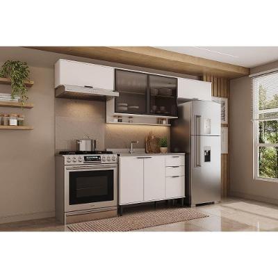 Kit Cozinha 4 Peças Alpha C4P182 5 Portas 2 Gavetas MDF-MDP Branco Móveis Carraro