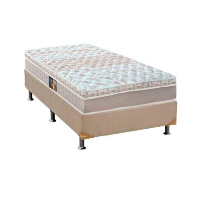 Kit Cama Box Solteiro Suede Clean Molas Ensacadas Euro Pillow Bege