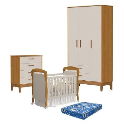 Quarto de Bebê Flip Danny 3 Portas 4 Gavetas MDF Areia Savana Reller Móveis