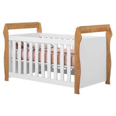Berço Americano Mini Cama Star MDF Branco Amadeirado Tigus Móveis