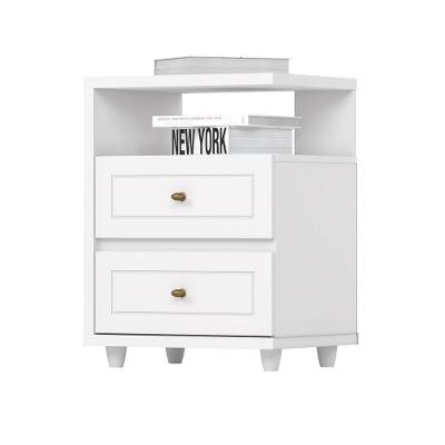 Mesa de Cabeceira Americana D21 2 Gavetas MDF Clássico Branco Henn