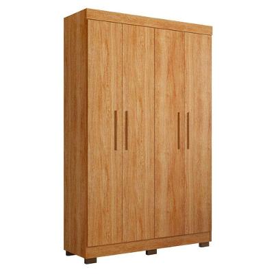 Guarda Roupa Solteiro Flórida 4 Portas 3 Gavetas MDF Amadeirado Acetinado Tigus