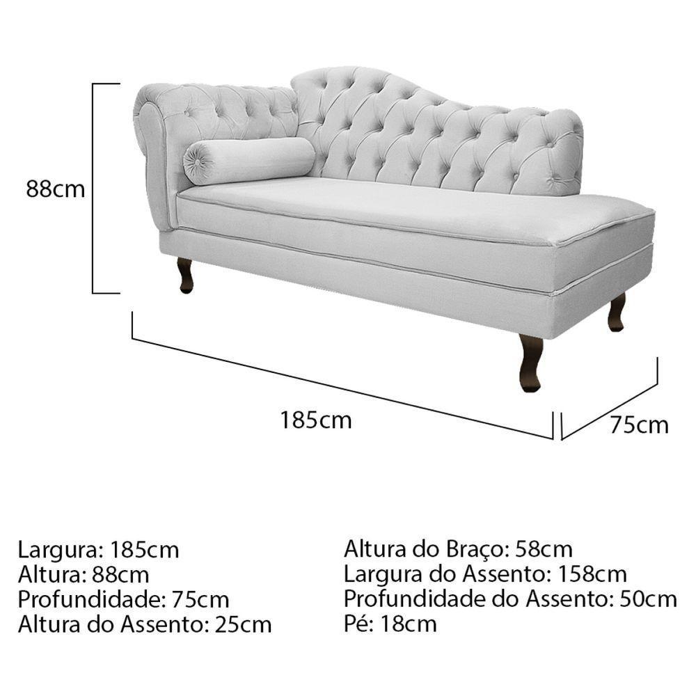 Kit Diva Recamier Diana 185Cm Lado Direito E 02 Poltronas Julia Corano - Amarena Móveis Branco - 5