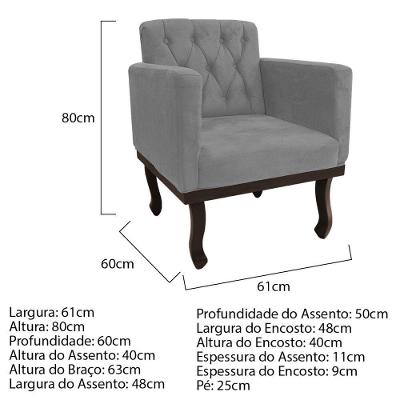 Kit Diva Recamier Diana 160Cm Lado Direito E 01 Poltrona Classic Suede - Amarena Móveis Cinza
