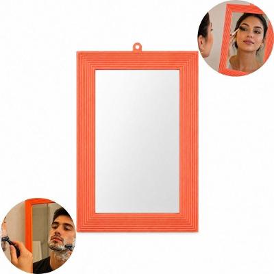 Espelho Retangular No 20 Moldura Plástico 27cm Maquiagem Laranja Yeet