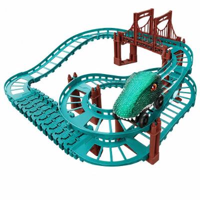 Pista de Montanha-Russa Dinossauro Modular com Carrinho e Ponte Elevada