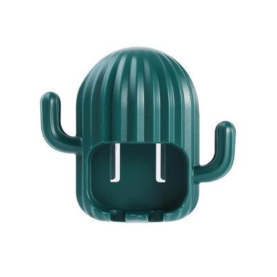 Porta Escova de Dente de Parede Cacto em ABS Verde Escuro Shopmix