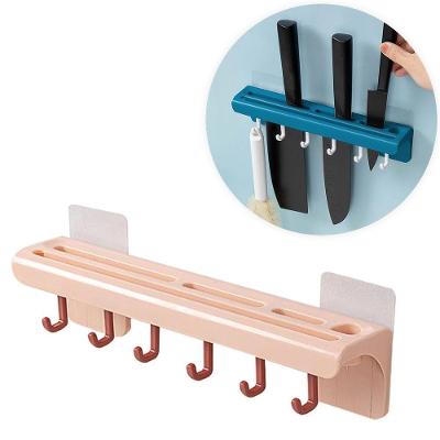 Suporte Porta Talheres 6 Ganchos Plástico Organizador Cozinha Azul