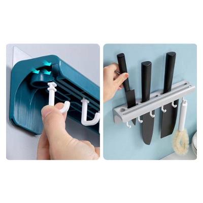 Suporte Porta Talheres 6 Ganchos Plástico Organizador de Cozinha Cinza