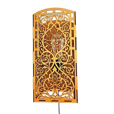 Arandela de Parede Abaresco MDF Bocal E-27 Corte à Laser Preta Lenobre