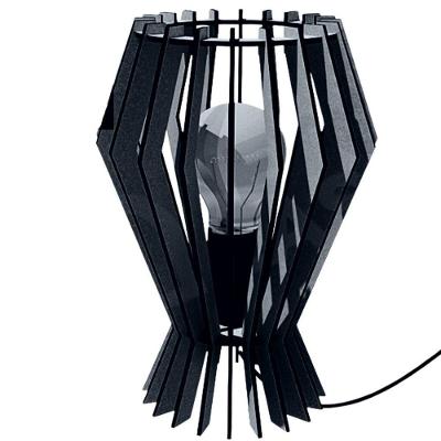 Abajur de Mesa San Juan MDF Corte à Laser Bocal E-27 Preto Lenobre