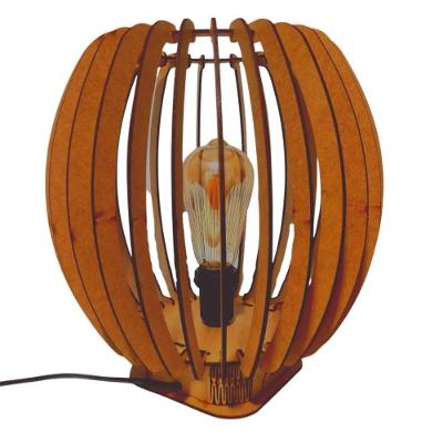Abajur de Mesa Alexandria MDF Corte à Laser Bocal E-27 Marrom Lenobre