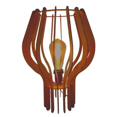 Abajur de Mesa Esparta MDF Corte à Laser Bocal E-27 Marrom Lenobre