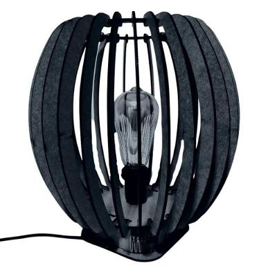 Abajur de Mesa Alexandria MDF Corte à Laser Bocal E-27 Preto Lenobre