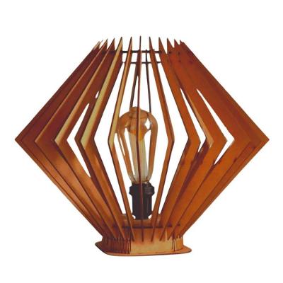 Abajur de Mesa Turim MDF Corte à Laser Bocal E-27 Marrom Lenobre