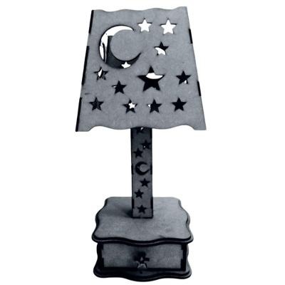 Abajur de Mesa Estrelado MDF Corte a Laser Preto Lenobre
