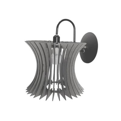 Arandela de Parede Curva MDF Bocal E-27 Corte à Laser Preta Lenobre