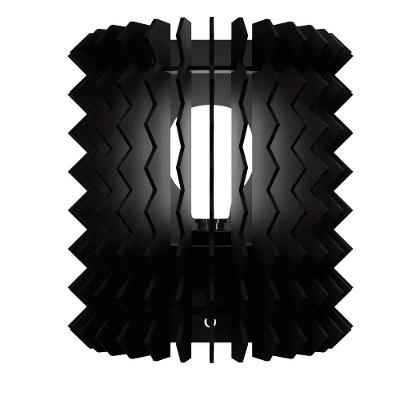 Arandela de Parede Talhada MDF Cru Corte a Laser Bocal E-27 Preta Lenobre