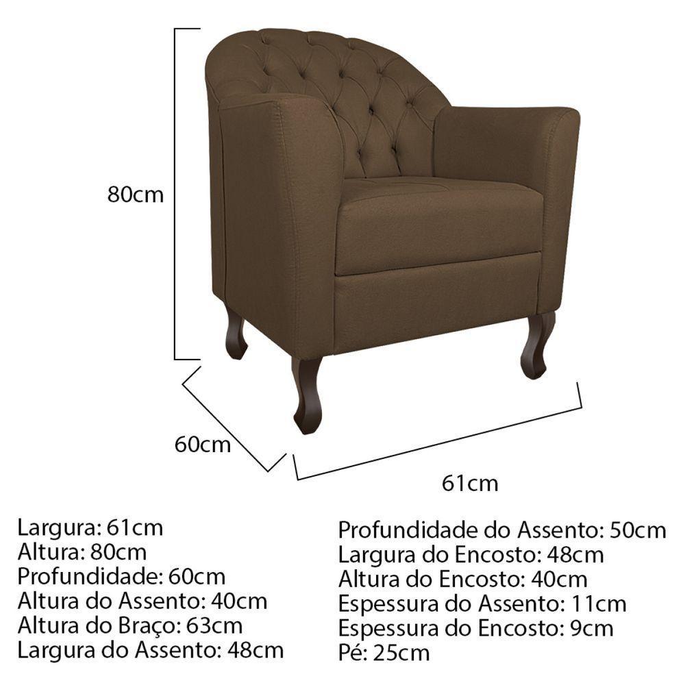 Kit Diva Recamier Diana 185Cm Lado Esquerdo E 02 Poltronas Julia Suede - Amarena Móveis Marrom - 4