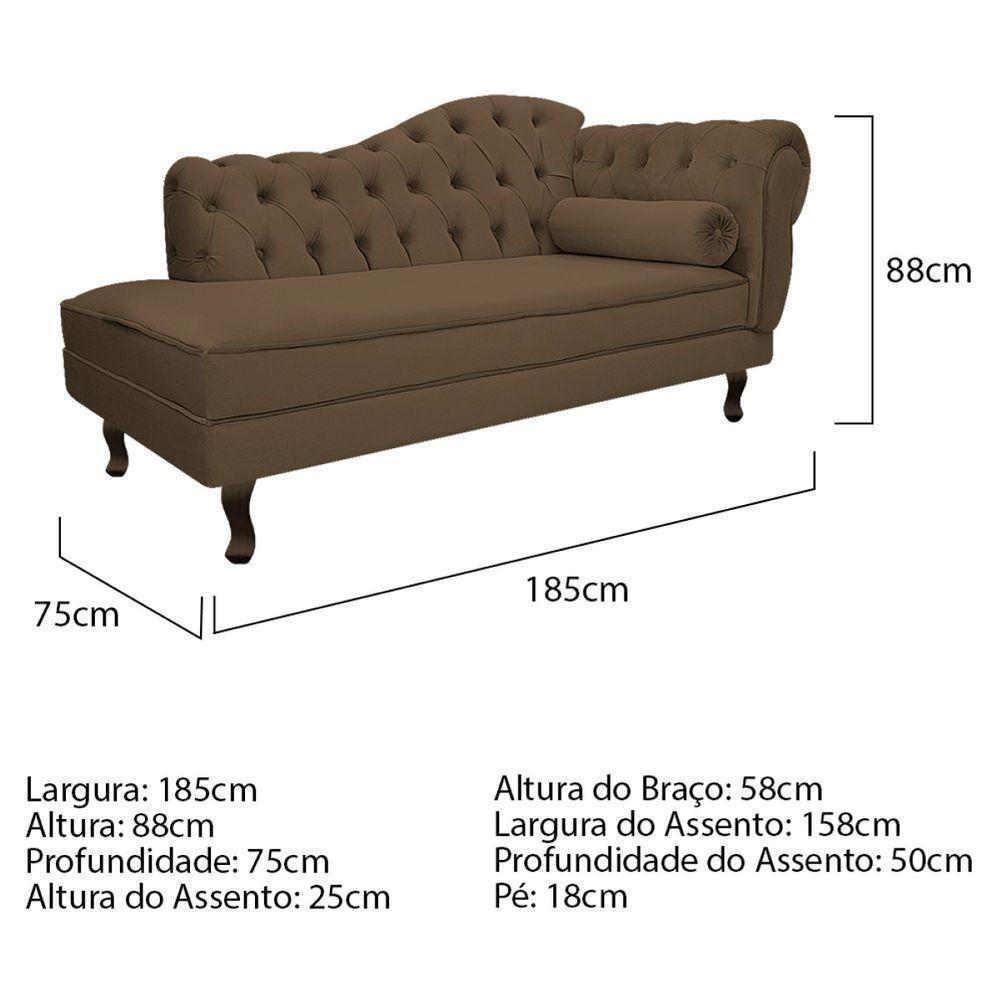 Kit Diva Recamier Diana 185Cm Lado Esquerdo E 02 Poltronas Julia Suede - Amarena Móveis Marrom - 5