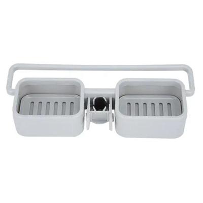 Suporte Organizador Porta Sabão Bucha Esponja ABS para Pia Torneira Cinza Shopmix