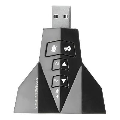 Adaptador USB Placa de Áudio 7.1 Canais Plug-and-Play Preto Shopmix