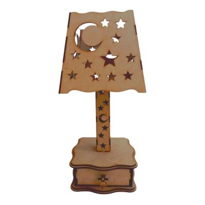 Abajur de Mesa Estrelado em MDF Corte à Laser Marrom Lenobre