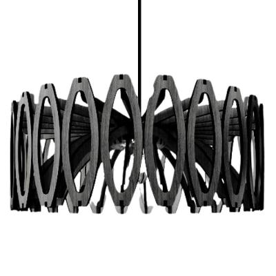 Luminária Pendente Jade Bola MDF Bivolt Cabo Ajustável 60cm Preto Lenobre