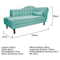 Kit Diva Recamier Diana 185Cm Lado Esquerdo E 02 Poltronas Julia Suede - Amarena Móveis Azul Tiffany - 5