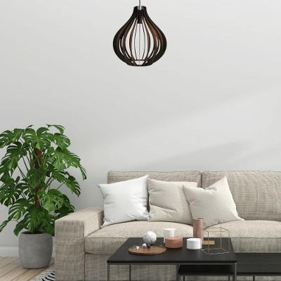 Luminária Pendente Filipinas MDF Cabo Ajustável E27 Bivolt Marrom Lenobre