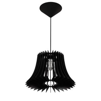 Luminária Pendente Panamá MDF Soquete E27 Bivolt Preta Lenobre