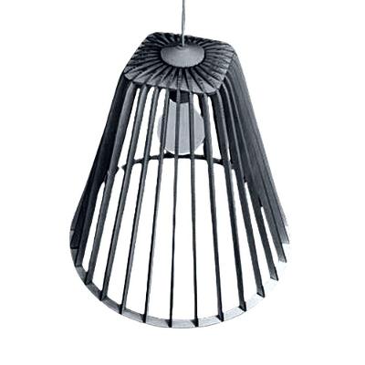 Luminária Pendente Pequim MDF Bivolt E27 Cabo Ajustável Preta Lenobre