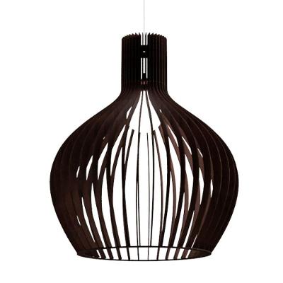 Luminária Pendente de Teto Estocolmo MDF Bivolt Marrom Lenobre