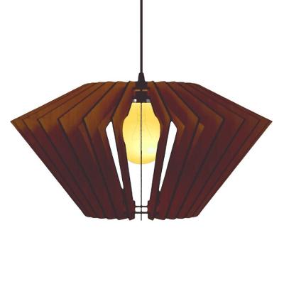 Luminária Pendente Ornamental MDF 100W E27 Cabo Ajustável Marrom Lenobre