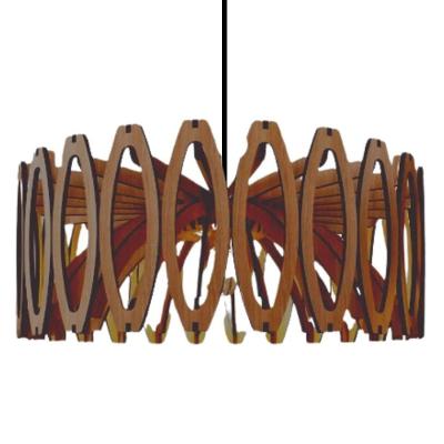 Luminária Pendente Jade Bola MDF 60cm Bivolt E27 Amadeirado Lenobre