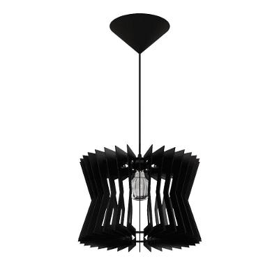 Luminária Pendente Pamplona MDF Bivolt 100W Cabo Ajustável Preta Lenobre