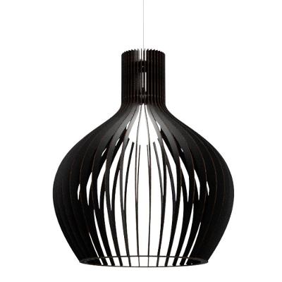 Luminária Pendente Estocolmo MDF 55cm Bivolt 100W Preta Lenobre