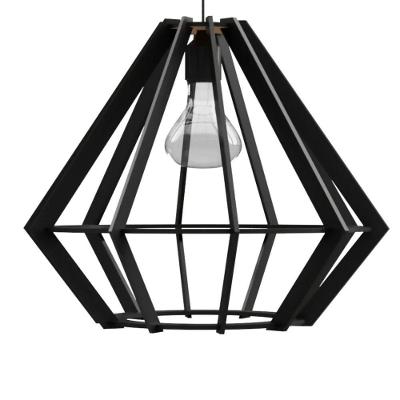 Luminária Pendente Lampeão MDF Soquete E27 Bivolt Preta Lenobre